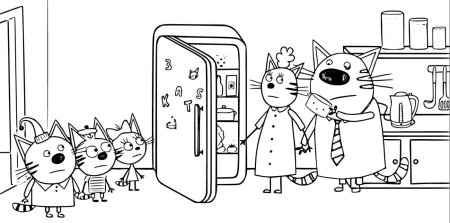 Раскраска 3 кота