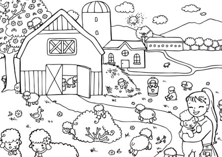 Деревня раскраска для детей