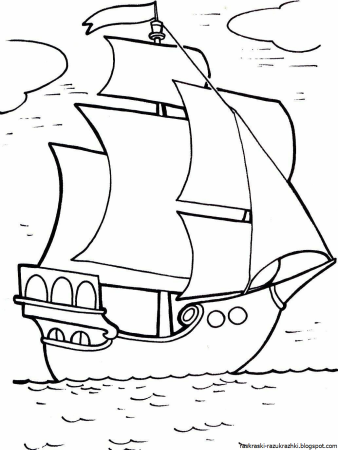 Корабль раскраска для детей