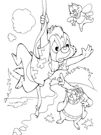 Чип и Дейл раскраска для детей