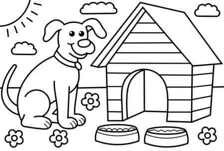 Раскраска домик для собачки