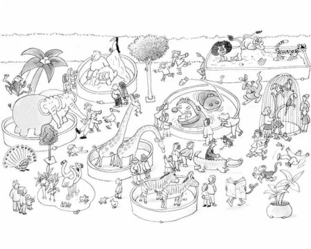 Зоопарк раскраска для детей