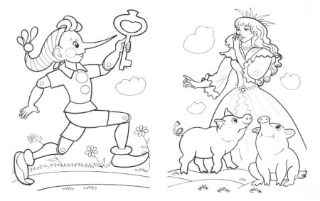 Раскраска с персонажами сказок Теремок для детей