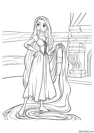 Раскраски Диснеевские принцессы Рапунцель