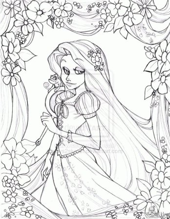 Контурный рисунок Рапунцель