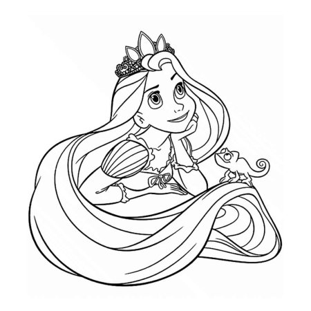 Разукрашка Рапунцель и Эльза