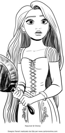 Раскраска Рапунцель с косой