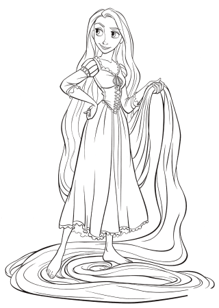 Цветная раскраска принцессы Рапунцель