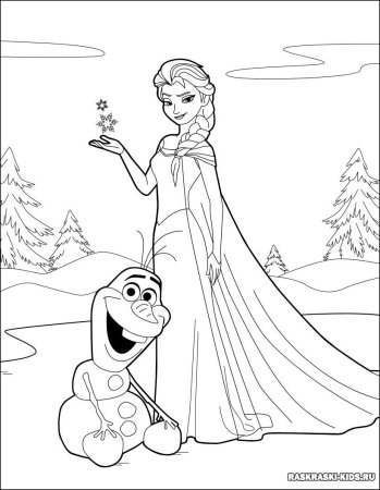 Раскраска Эльза и Анна и Олаф 2