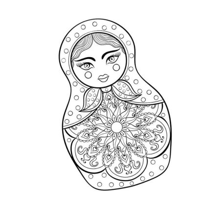 Семеновская Матрешка трафарет
