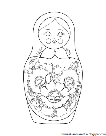 Матрешка раскраска для детей