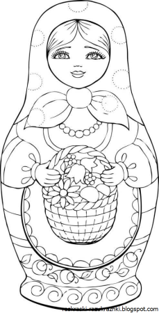 Шаблон Матрёшки для раскрашивания