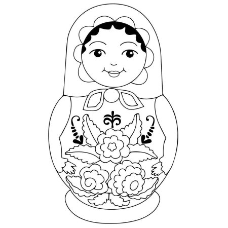 Трафарет русской матрешки