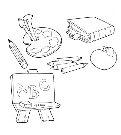 Раскрась только школьные принадлежности