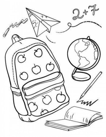 Раскраска школьные принадлежности для детей