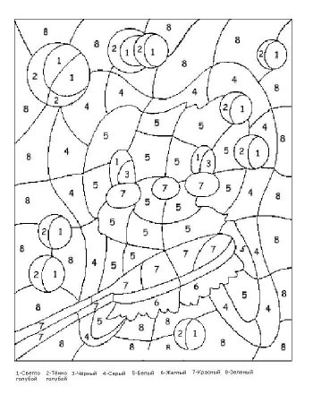 Раскраска по номерам для детей 6-7 лет