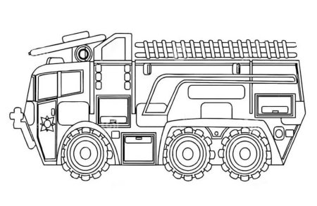 Пожарная машина раскраска для малышей