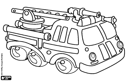 Раскраска пожарная машина для детей 3-4
