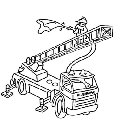 Дом и пожарная машина раскраска