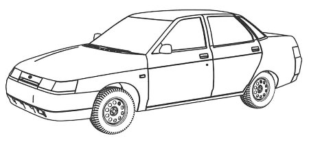 Машина модель ВАЗ 2110 раскраска