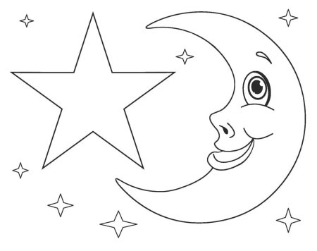 Раскраска Луна и звезды
