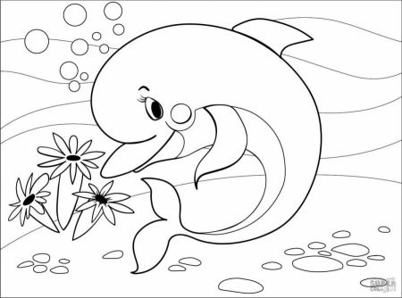 Дельфин раскраска для детей 3-4 лет