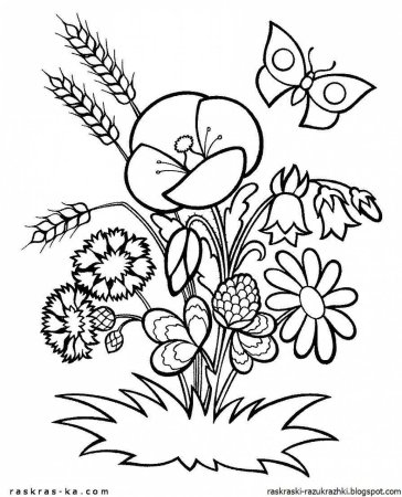Цветы. Раскраска для малышей