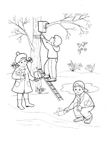 Зима убегает от весны раскраска