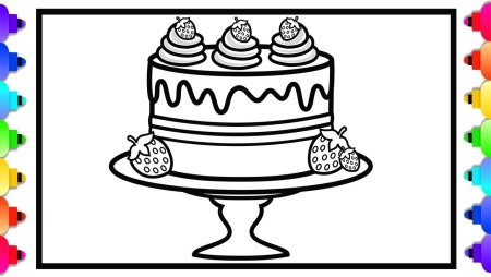 Раскраска торт с клубникой