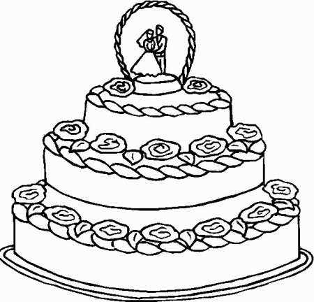 Раскраска свадебный торт