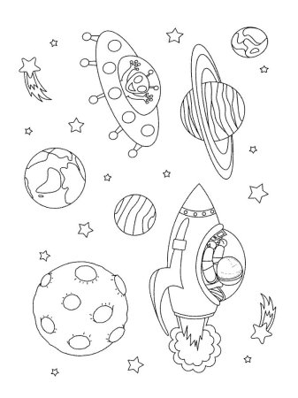 Раскраски космос для детей 6-7 лет