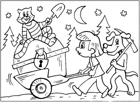 Трое из Простоквашино раскраска