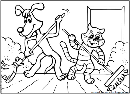 Дядя фёдор пёс и кот раскраска