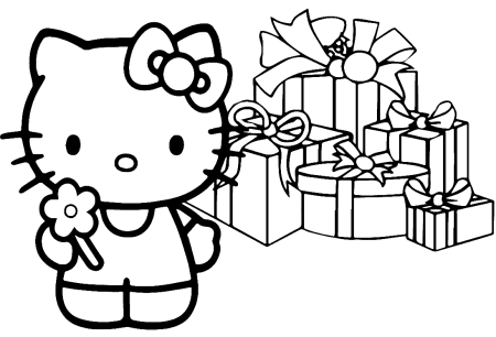 Хеллоу Китти раскраска подарок