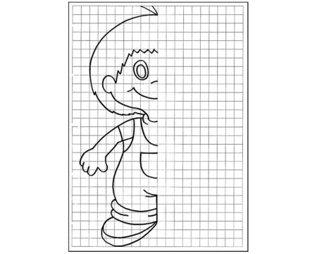 Дорисовать по клеточкам для детей