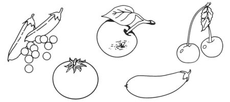Раскрась овощи и фрукты