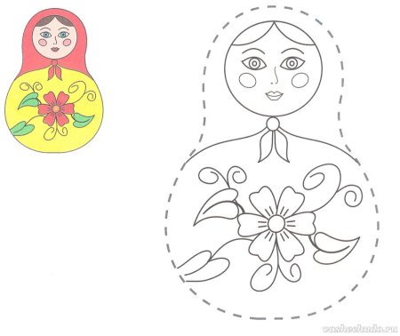 Раскраска матрёшка для детей 4-5 лет