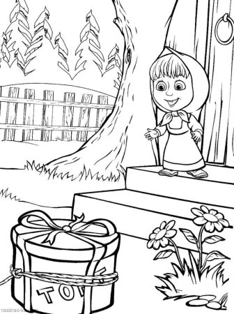 Маша и медведь расскраска