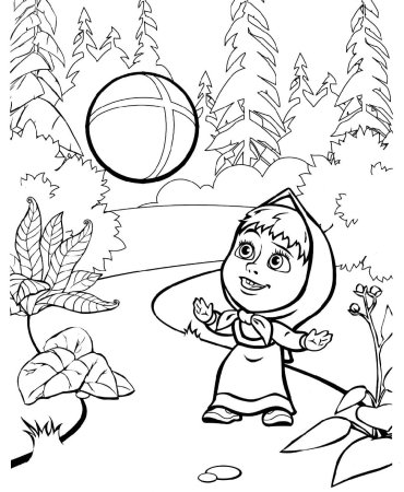 Маша и медведь Машуко раскраска