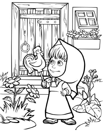 Раскраска. Маша и медведь