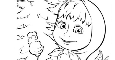 Маша и медведь расскраска