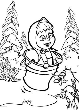 Маша и медведь для разукрашивания