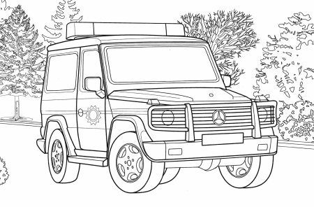 Раскраски для мальчиков машины Мерседес Гелендваген