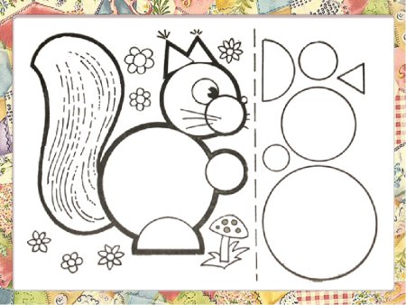 Аппликация Белочка из геометрических фигур