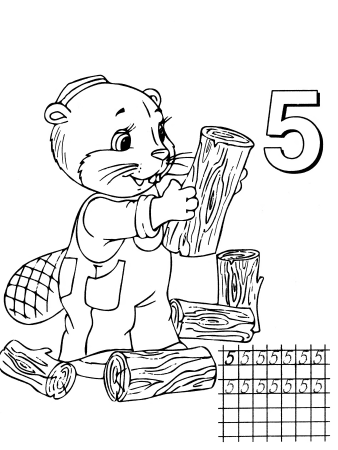 Цифра 5 раскраска для детей