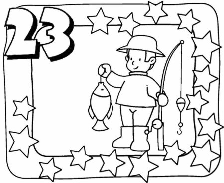 23 Февраля контурный рисунок
