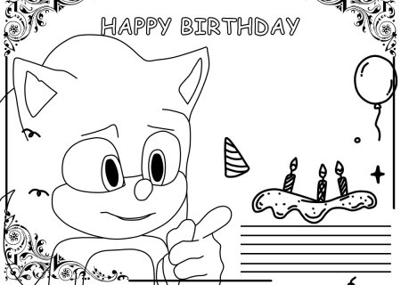 Открытка раскраска Happy Birthday