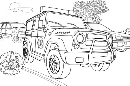 Раскраска УАЗ Хантер полиция