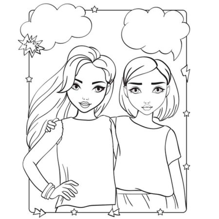 Раскраска две подружки