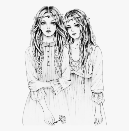 Две девушки зарисовка